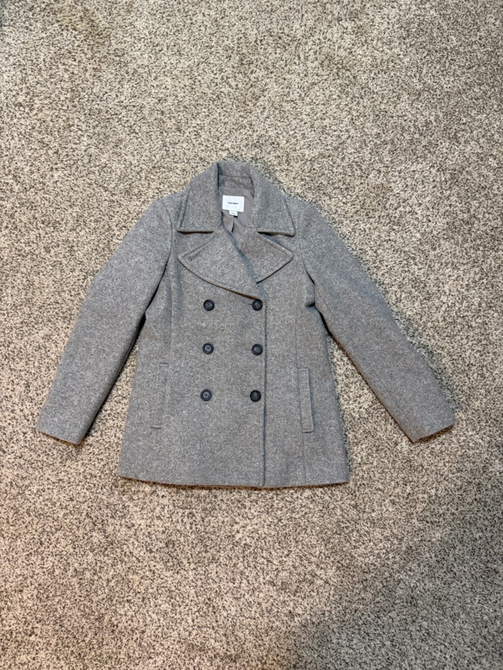 Old Navy Gray Double-Breasted Peacoat